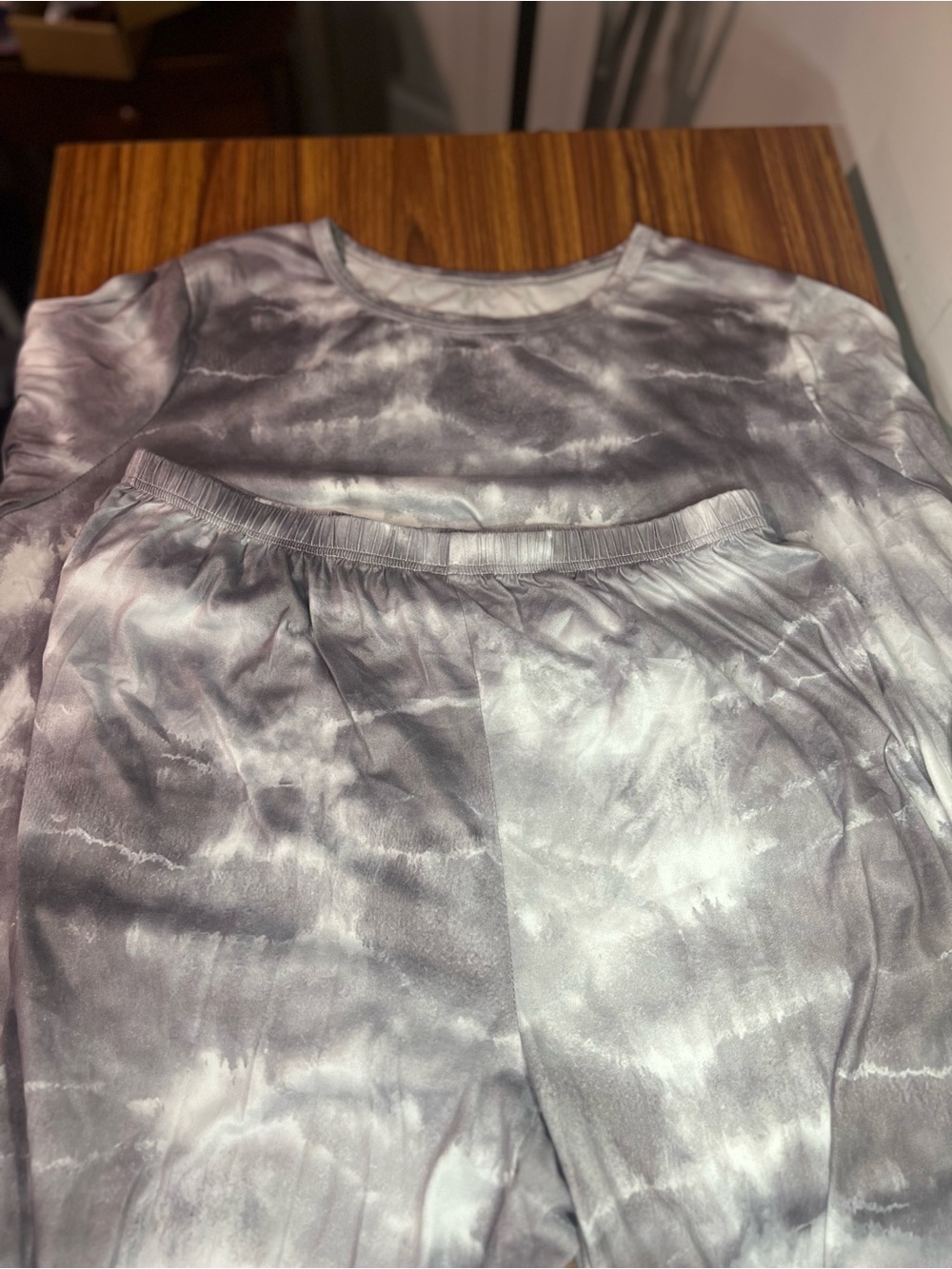 SHEIN Gray Tie-Dye Women's Pajama Set